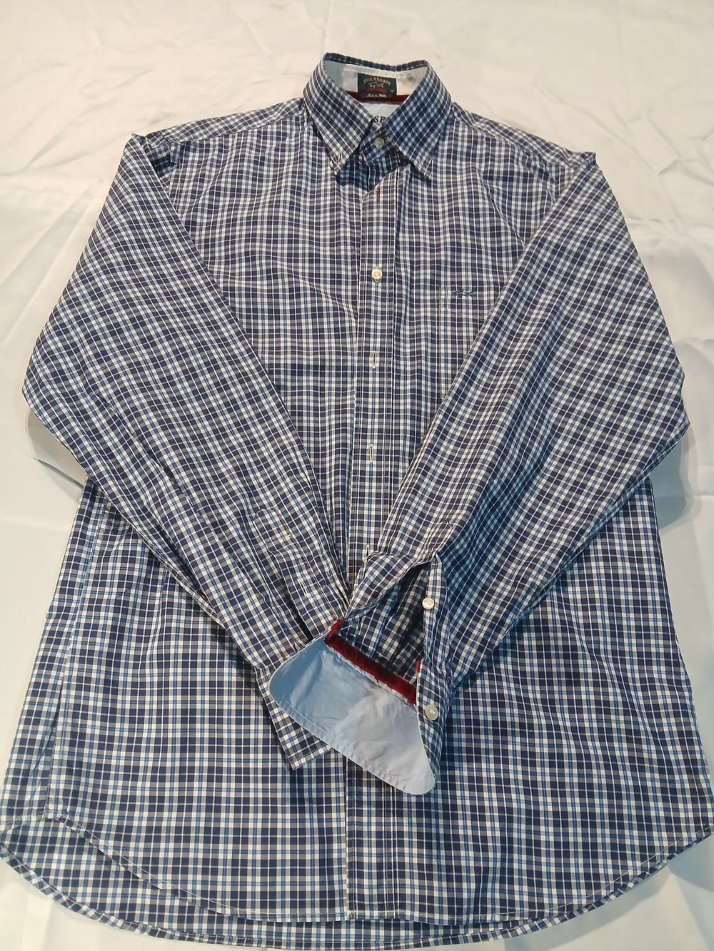 Men's Paul & Shark Blue Plaid Button-Down Shirt MADE IN ITALY